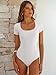 ANRABESS Bodysuits for Women Short Sleeve Scoop Neck Tops 2026 Summer Slim Fit Ribbed Knit Sexy Basic Shirt Fashion Outfits White X-Small
