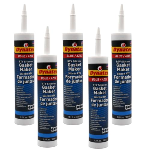 Image of Dynatex Blue RTV Silicone Gasket Maker 10.1 oz Caulk Tube - Oxygen Sensor Safe, OEM Specs, Gear Oil Resistant, Oil /Water Resistant, Made in the USA (5-Pack)