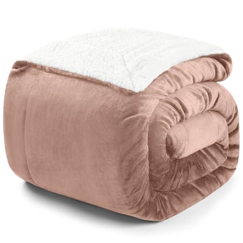 Blumtal Flauschige Sherpa Kuscheldecke – hochwertige Sherpa Decke, super weiche Fleecedecke als Sofadecke, Tagesdecke oder Wohndecke (Dusty pink - rosa, 150 x 200 cm)