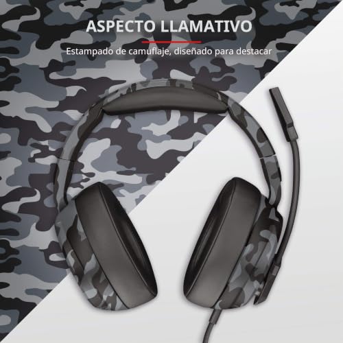 Miniatura 5 de Trust Cascos Gaming Gxt 433k Pylo Auriculares Gamer Con Micrófono Plegable, Altavoces Activos De 50 Mm, Cable Trenzado, Para Ps4, Ps5, Pc, Nintendo Switch, Xbox One, Xbox Series X - Negro Camuflaje