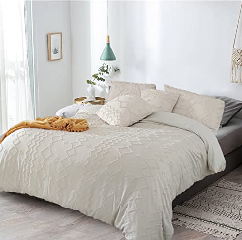 Lmonmoo Boho Duvet Cover King Size, 5 Pcs Bedding Cover Sets Shabby Chic Farmhouse Super Soft Breathable For All Season (Beige, King) #TOP1