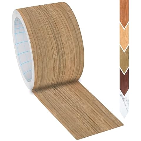GSCIT Club Wood Grain Repair Tape, 2.4 inch X 25ft Self Adhesive Natural Walnut Grain Repair Patch for Tables, Chairs, Baseboards, Doors, Windows, Floors, Handicraft DIY. Cover