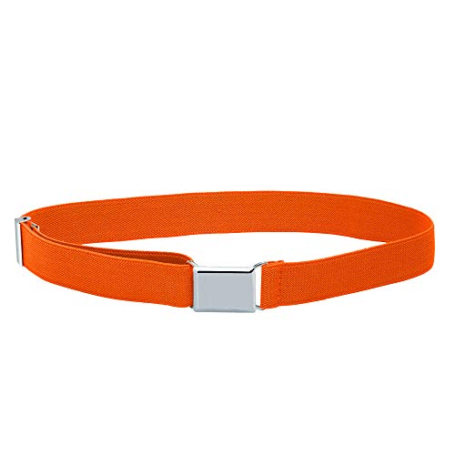 Buyless Fashion Kids Toddlers Baby Adjustable Elastic Stretch Belt with Silver Buckle - 5101-Orange - Thumbnail 2