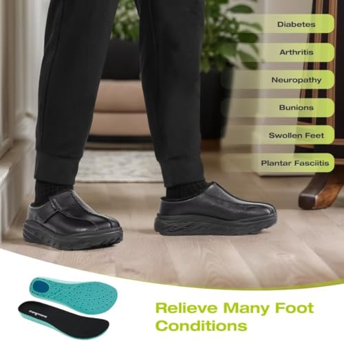 OrthoComfoot Men's Orthopedic Wide Winter Slippers for Diabetic: Comfortable Arch Support Leather Dress Shoes for Plantar Fasciitis, Casual Orthotic Hammer Toes Walking Shoes for Foot and Heel Pain3