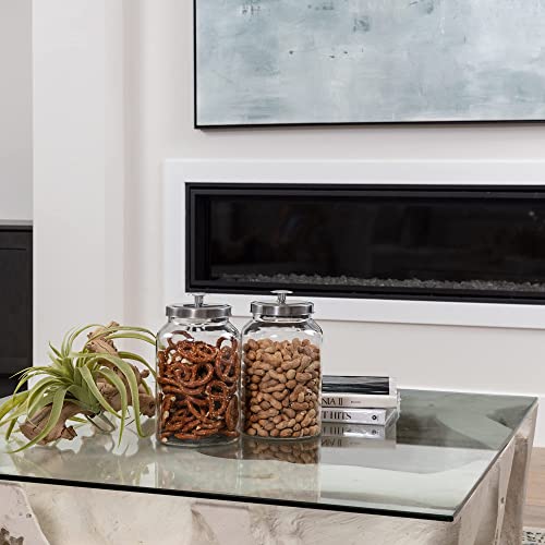 2 Large 1-Gallon Glass Canister Sets For Kitchen Counter With Stainless Steel Airtight Lids + Marker & Labels, Cookie Jar & Candy Jar For Buffet, Coffee & Flour Jars, Laundry Room Storage & Pantry #TOP1