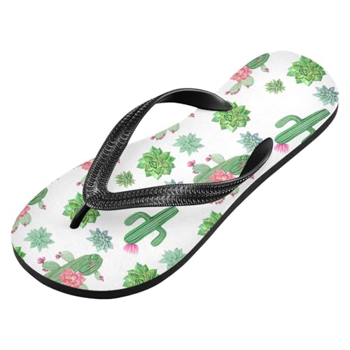 Cactus Flower White Flip Flops for Beach Thong Sandals Anti-slip Lightweight Flat Slippers for Travel Summer Outdoor2