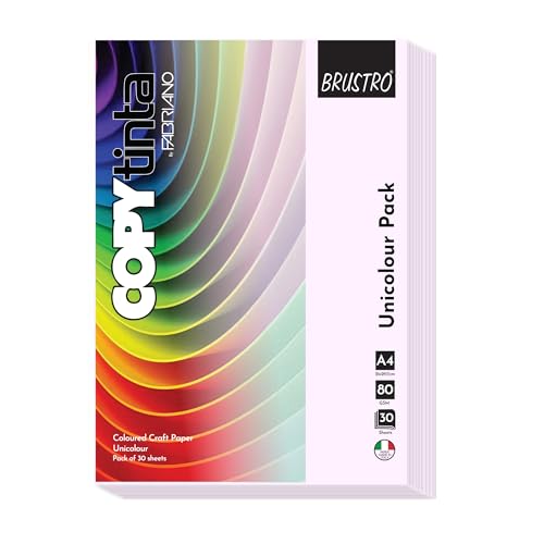 Image of BRUSTRO Copytinta Coloured Craft Paper A4 Size 80 GSM Lavender Shade (Lavanda), 60 Sheets Pack | Double Side Colored, Ideal for Origami, Scrapbooking, Making Card, DIY Art & Craft.