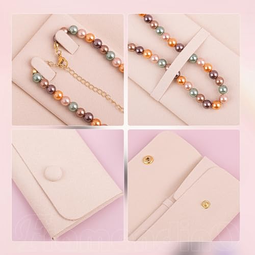 Framendino, 6 Pack Velvet Necklace Case Travel Jewelry Bag Organizer Pouch Holder Box for Women Storage White by Framendino - Image 5