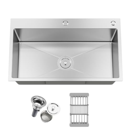Vivrhintty 24-inch Single Bowl Kitchen Sink, Drop-in/Top-Mount Stainless Steel with Nano Coating, Includes Drain Kit & Fruit Basket, 24"x18"x8" by Vivrhintty - Used condition - US$94.05