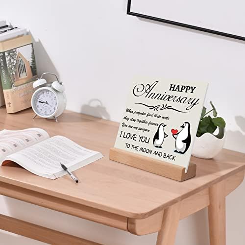KAAYEE Wedding Anniversary Presents Gift Him Her, Acrylic Plaque Card Presents with Wooden Stand, 50th 25th 30th Ruby Silver Wedding Anniversary for Husband Wife Couple Parents Mum Dad