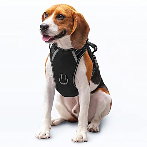 Puwihoe No Pull Dog Harness, Reflective Walking Dog Harness With Easy Control Handle And Front & Back Clips,Adjustable Breathable Soft Padded Dog Vest Harness For Large Medium Small Dogs,Black,M #TOP17