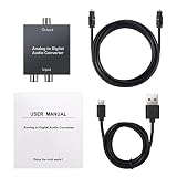 PROZOR Analogowy na cyfrowy konwerter audio R/L RCA 3,5 mm AUX na cyfrowy koncentryczny adapter audio Toslink z kablem optycznym do odtwarzacza Blu-ray HD DVD AV Amp
