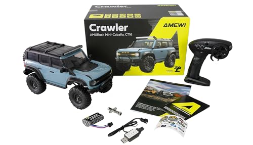 Amewi AMXRock Mini-Caballo Scale Crawler 4WD 1:16 RTR blau inkl. Fernsteuerung, Akku, Ladekabel