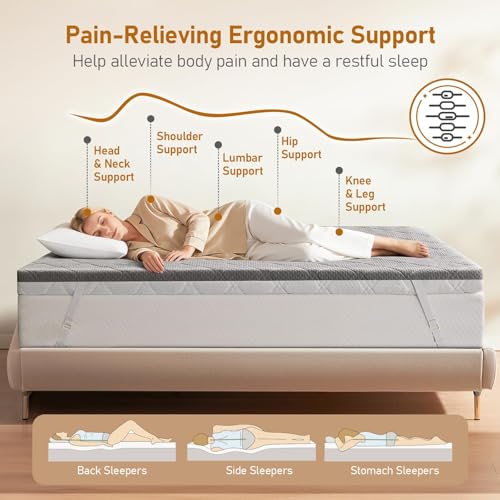 Firm Mattress Topper King 3-Inch: Dual Fimness Firm & Medium Firm for Back Pain Relief, High Density Bamboo Memory Foam, Cooling Washable Anti-Slip Cover, CertiPUR-US Oeko-TEX Certified, 80Lx76W by Glendan - Image 4
