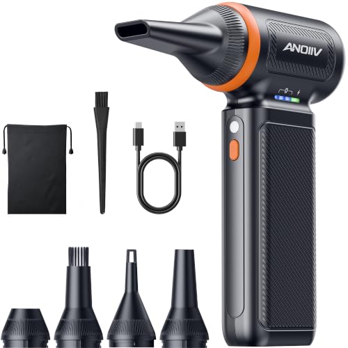 Compressed Air Duster, 130,000RPM, 3-Gear Adjustable, 5Nozzles