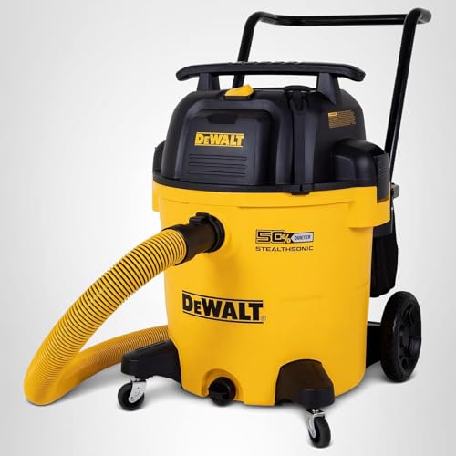DEWALT 16 Gallon STEALTHSONIC Poly Wet/Dry Vacuum, DXV16P-QTA Noise Reduction Vac, Heavy Duty Shop Vacuum for Jobsite/Workshop, Reduce Motor Noise, Yellow