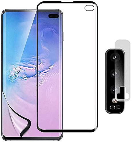 for Galaxy S10+ / S10 Plusフィルム 6.4インチ 3枚 +レンズ保護フィルム 2枚 柔らかいTPU素材 指紋認証対応 剥がしにくい 気泡ゼロ 傷修復 高透過率 ケースと干渉せず Galaxy S10 Plus 対応