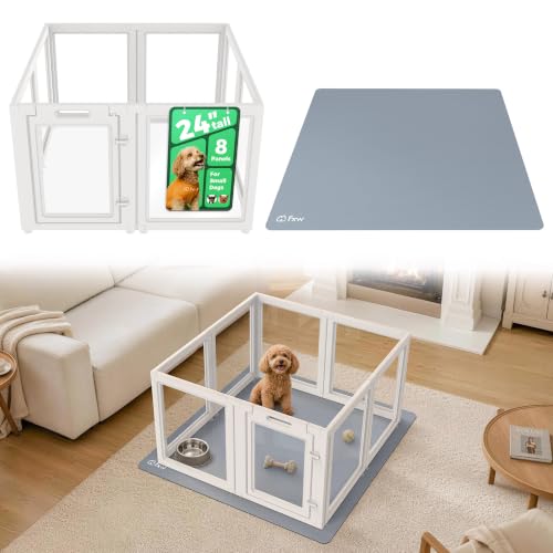 FXW AuraSpace Acrylic Indoor Dog Playpen with Floor Mat, 24" H, 8 Panels