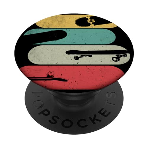 Colorful Retro Skateboard Vintage Skater Skate PopSockets PopGrip Interchangeable