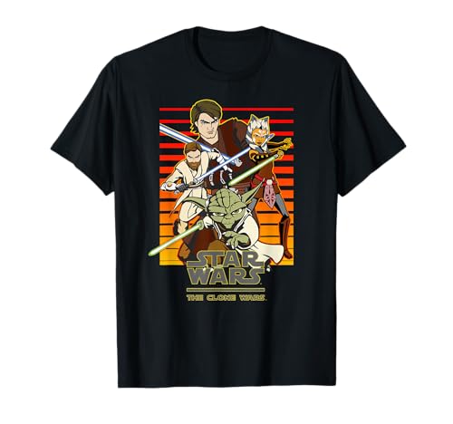 Star Wars The Clone Wars t-shirt striped group shot vêtement graphique geek