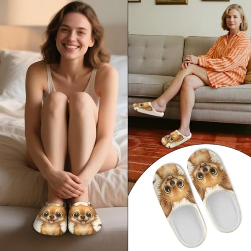 Women's Cute Dog Slippers Soft Warm Memory Foam Full Toe Slip-on Slippers Indoor House Shoes3