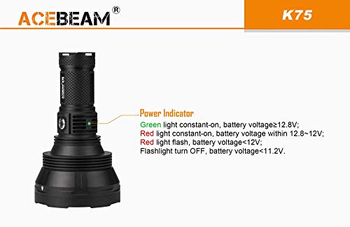 Bundle: Acebeam K75 Long Throw Search Light - 6300 Lumen, 2500 Meter throw with 4x Rechargeable batteries & 1A USB Digital 4-Slot charger - Thumbnail 6