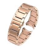 Cinturino con estremità curva 22 mm compatibile Armani AR2452 AR2453 AR2448 2447 2453 cinturino for orologio in acciaio inossidabile fibbia pieghevole(Rose gold)