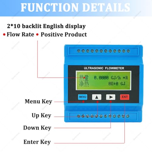 Quixnova Misuratore Di Portata A Ultrasuoni A Parete - Modulo Misuratore Di Portata Digitale Per Tubi Di Diametro DN15 A 6000 Mm, Misuratore Di Portata Portatile Con Morsetto, -30 A 90 ℃ DN100 - 4