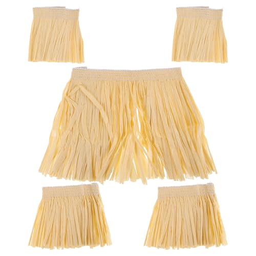 Alipis Vestido de Actuación Falda de Papel Rafi y Borlas, Conjunto Unisex para Fiestas Luau y Halloween, Talla Única Cómoda y Elegante
