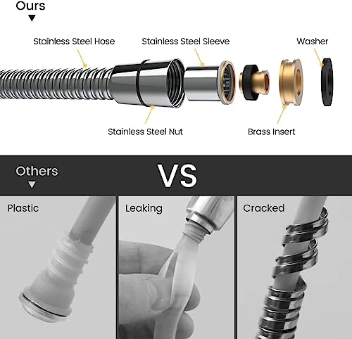 High Pressure Shower Head With Handheld - Modern Square Handheld Shower Heads - 6 Settings Detachable Shower Head With Hose, Change Settings Much Easier Than The Twist Ones, Shower Accessories, Chrome #TOP4