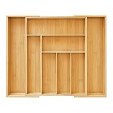 ZROOY Expandable Bamboo Kitchen Silverware Organizer Drawer for Utensils Holder and Cutlery, 8 Compa