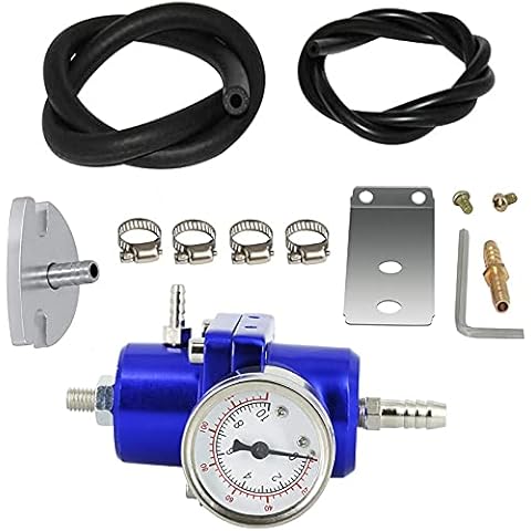 Adjustable Fuel Pressure Regulator with Gauge Hose 0-140 PSI Universal 6AN FPR Kit Aluminum Cover
