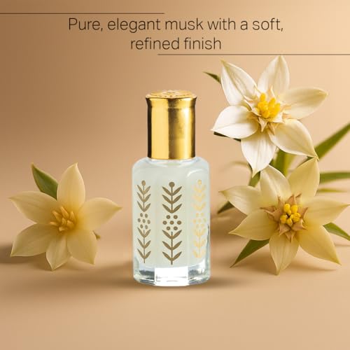 Nawal Musk White Musk Perfume Oil – A Timeless Pure Musk Fragrance with a Soft and Elegant Finish, Long-Lasting Unisex Attar Perfume for Men and Women, Ideal for Daily Wear, 12ml