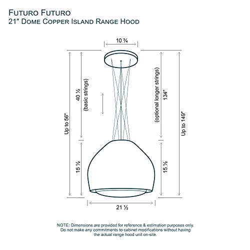 Futuro Futuro Island Mount Ductless Only Range Hood 21" 940-Cfm | Dome Copper | Painted Steel Vent Hood | Modern Italian Exhaust Hood | Led, Ultra-Quiet With Blower #TOP3