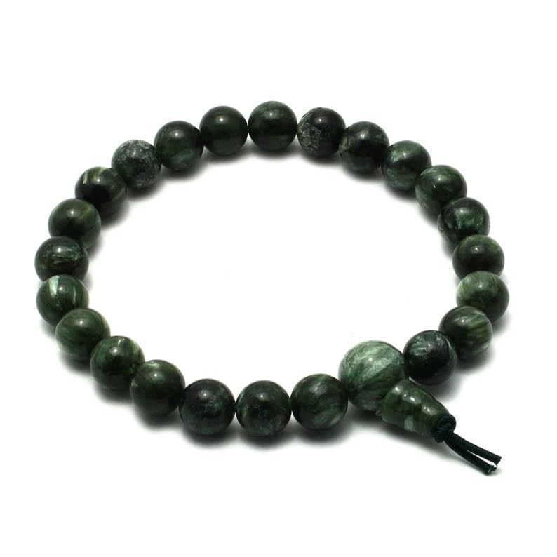 LKBEADS Naturalny serafinit 8 mm rondelle gładka 18 cm półszlachetne kamienie szlachetne bransoletki z koralikami dla mężczyzn kobiet leczniczy kryształ elastyczna bransoletka z koralików unisex,