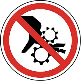 – 10 Pack of – 4” - Circle Decals- “International Fingers Or Hand Entanglement Rotating Gears Prohibition Symbol”