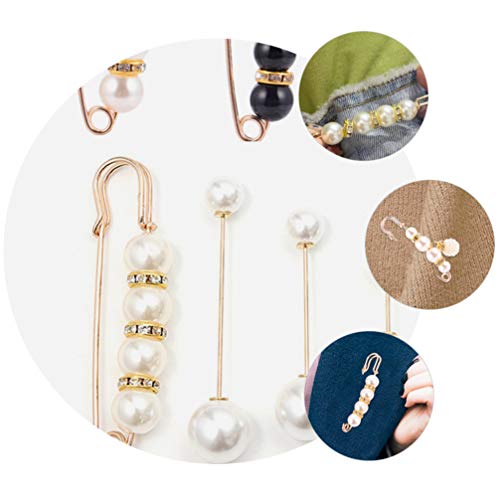 Amosfun Broche de 10 pçs para mulheres fashion pérolas broches femininos e de alfinete de segurança