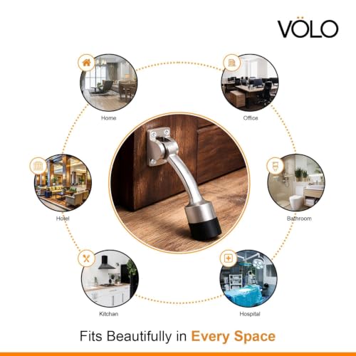 Image of VOLO Door Stopper | Zinc Alloy Door Stop for Home Office Hotel & Bathroom | Heavy Duty Wall Mounted Door Holder | Impact Protection for Wall & Door | 1 Piece