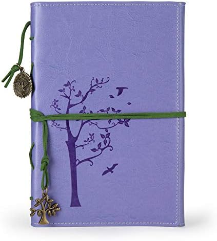 VALERY Vintage Faux leather writing journal, refillable diary notebook,for men/women/girls/travelers/ (Slim A5 -5.5''x8.1'', Purple)