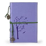 Vintage Faux leather writing journal, refillable diary notebook,for men/women/girls/travelers/ (A5, Purple)