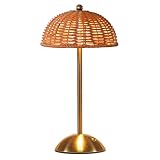 Rattan Boho Table Lamp,Small Wicker Night Light,3 Color Temperature Touch Control Bedside Lamps,LED Rechargeable Reading Lights Home Bedroom Living Room Restaurant Coffee Shop Decor Ambient Lighting
