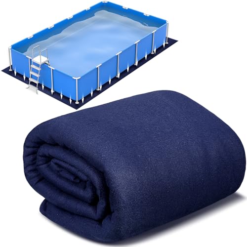 Tinideya 12 x 20 ft Rectangle Pool Liner Pad Strong Durable Puncture Resistant Floor Mat Polyester Geotextile Above Ground Pool Accessories Delicate Floor Pad for Swimming Pools Bath, Navy
