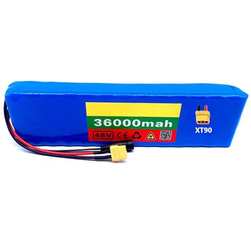 48V 36Ah Elektrofahrrad Batterie 13S2P E-Bike Akku Pack Eingebautes BMS Mit 54,6V 2A Ladegerät Wasserdichtes PVC Für 200W 350W 500W 1000W E-Bike E Scooter Motor XT90,48V 36Ah