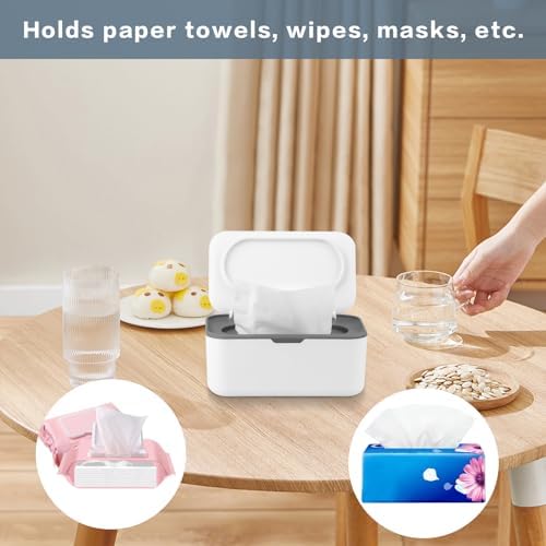 2Pcs Baby Wipes Dispenser,Wipe Holder Wipes Box for Baby & Adult(Gray/Blue) — view 5