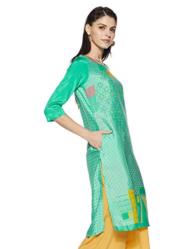 Image of Rangriti Mint Green Straight Viscose Kurta for Women