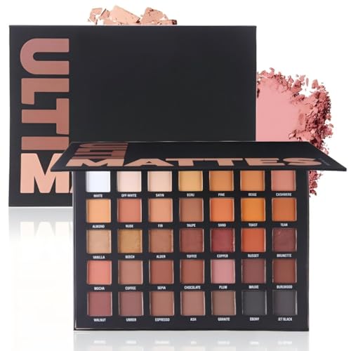 Katiluxiya 35 Colors Professional Neutral Smokey Eyeshadow Makeup Palette, Matte Shimmer Metallic Black Grey Dark...