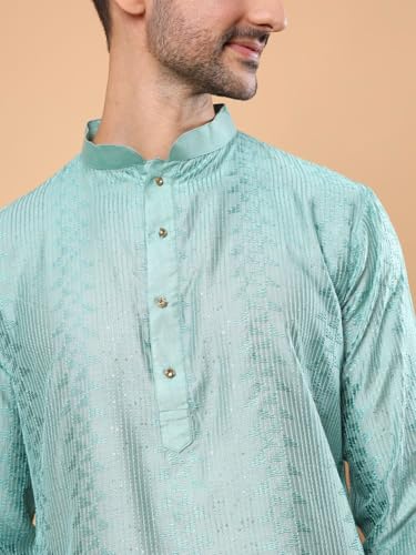 Image of Amazon Brand - Tavasya Men Maroon Self-Design Sequinned