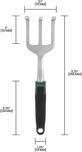 Miniatura 5 de Zenport 15308A Cultivador de 3 clavijas, mango ergonómico, 14 pulgadas, aluminio pulido
