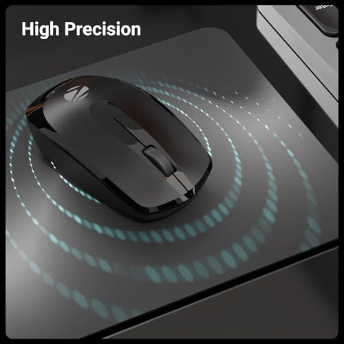 Image of ZEBRONICS Wireless Mouse, 2.4GHz, 3200 DPI, 3 Buttons, Comfortable & Ergonomic, USB Nano Receiver, Power-Saving Mode, Works on Most Surfaces, for Mac | Laptop | Computer (Freego, Black)