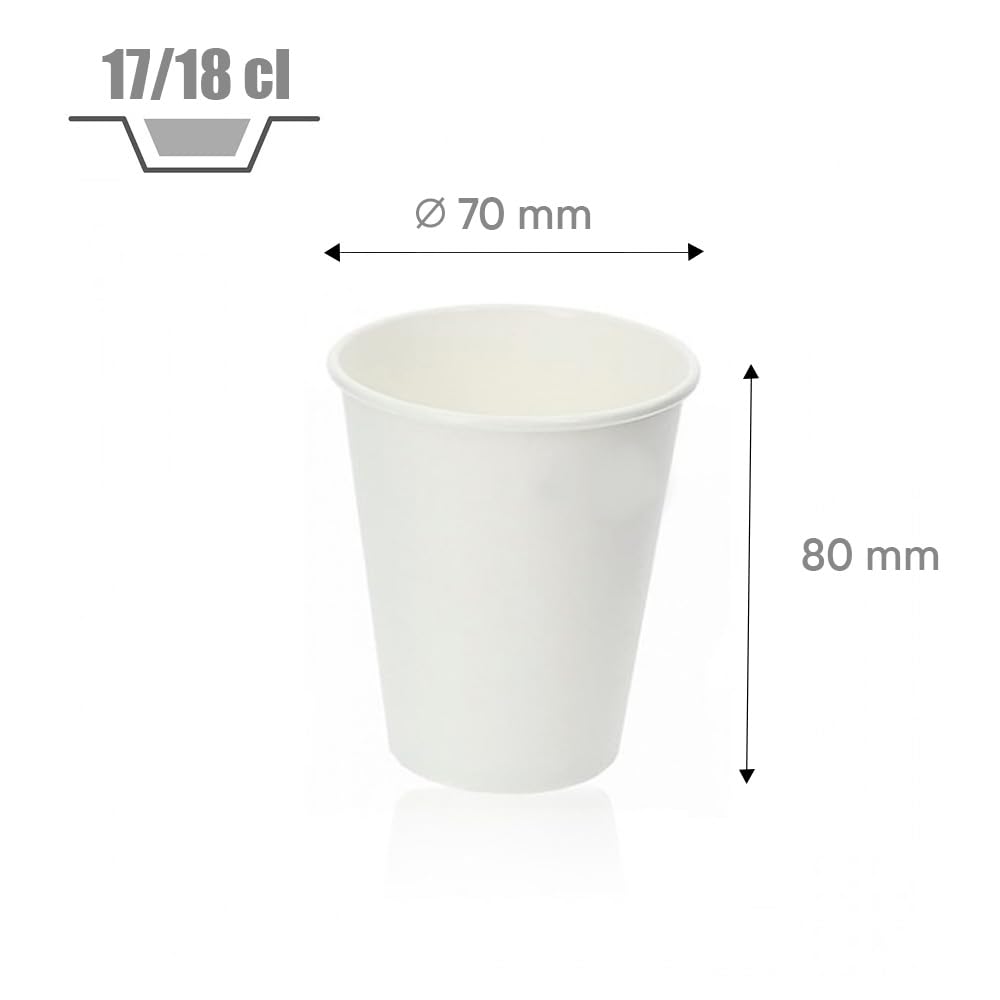 Générique 1000 gobelets carton blanc 17/18 cl - Qualité professionnelle - 6 oz pour boissons chaudes et froides